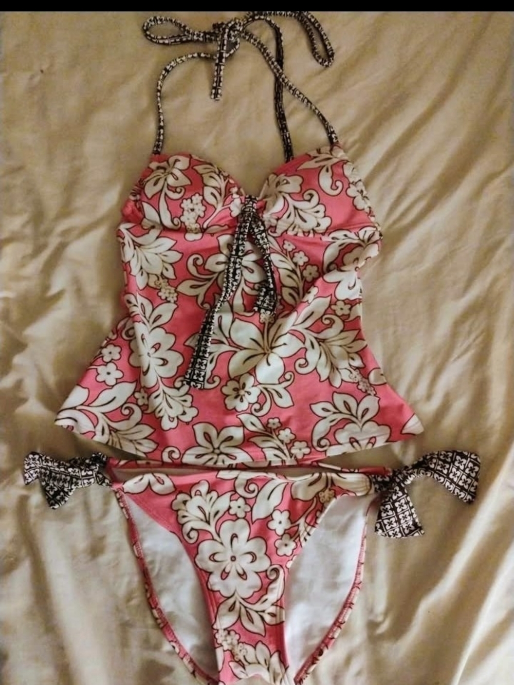 Arizona Pink and White Floral 2-Piece Tankini Set